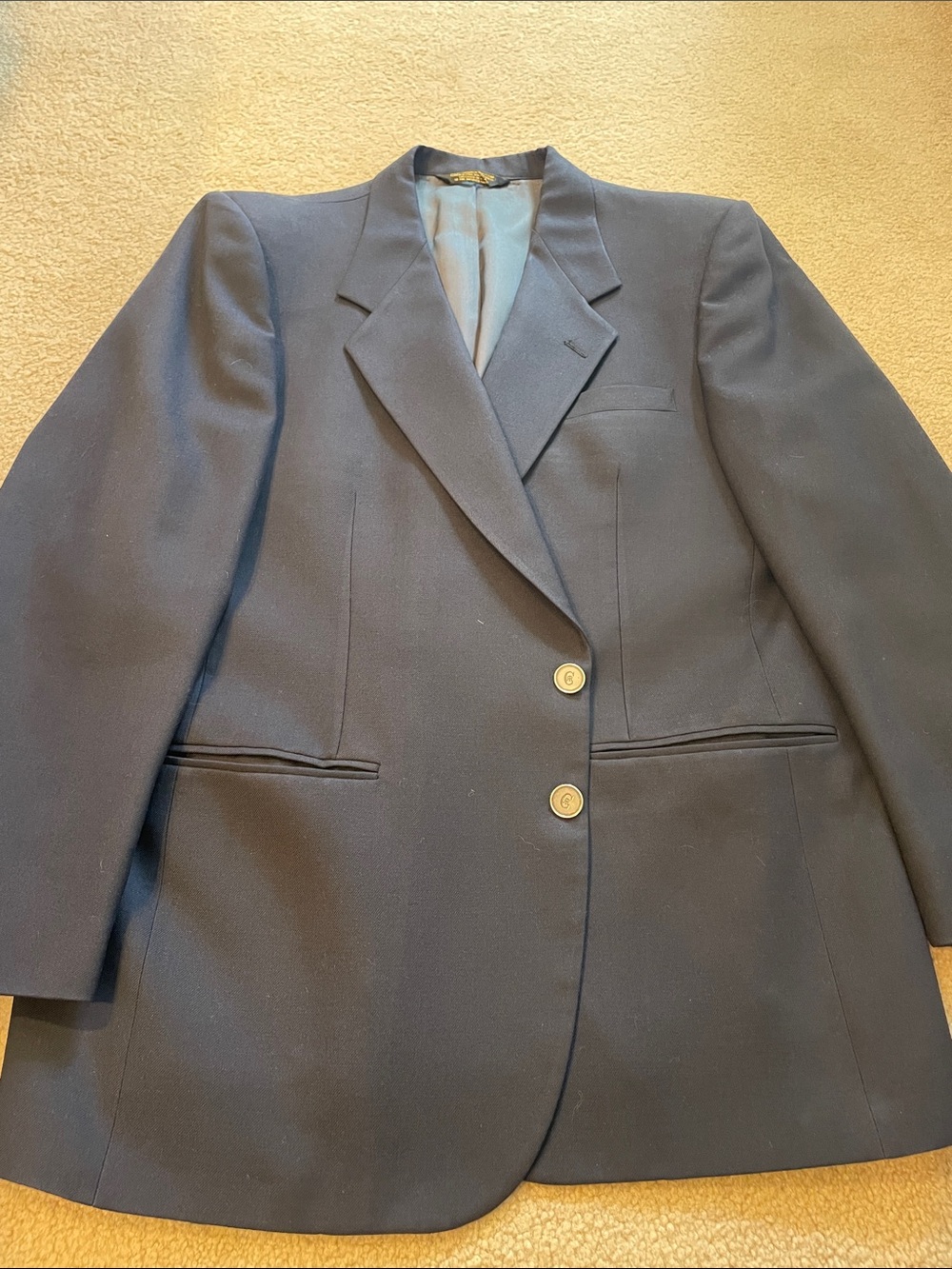 Vintage Nino Cerruti Men's Navy Blazer - Two-Button Formal Jacket